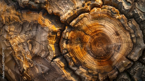Obraz na płótnie Close-Up of Tree Rings Showing Detailed Wood Texture w salonie
