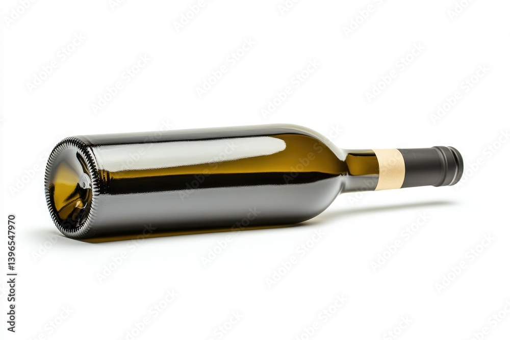 Wine Bottle Lying Down on a White Surface, Ready for Labeling Wine Bottle Lying Down on a White Surface, Ready for Labeling