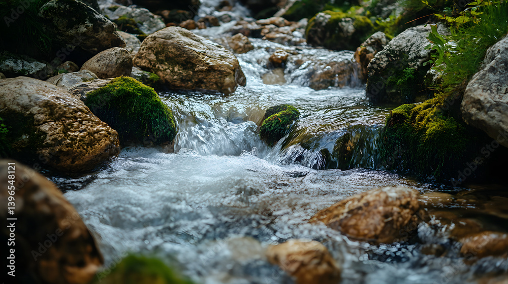 Fototapeta premium waterfall, water, river, stream, nature, rock, forest, landscape, cascade, rocks, fall, creek, flow, mountain, stone, green, flowing, spring, falls, moss, motion, natural, wet, beauty, park