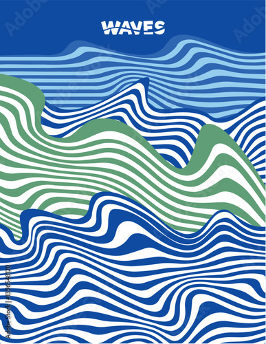 Abstract black and white stripe and wave design for copybook on vector