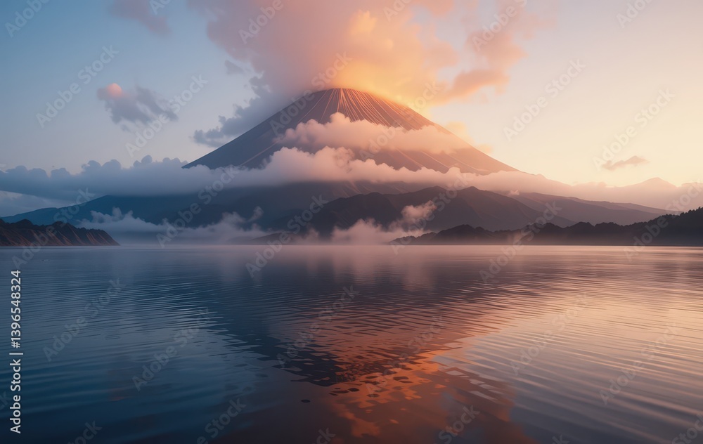 A majestic mountain peak rises dramatically against a backdrop of fluffy white clouds, casting shadows on the rugged terrain below, while the sun's rays illuminate the scene with a warm glow. A majestic mountain peak rises dramatically against a backdrop of fluffy white clouds, casting shadows on the rugged terrain below, while the sun's rays illuminate the scene with a warm glow.