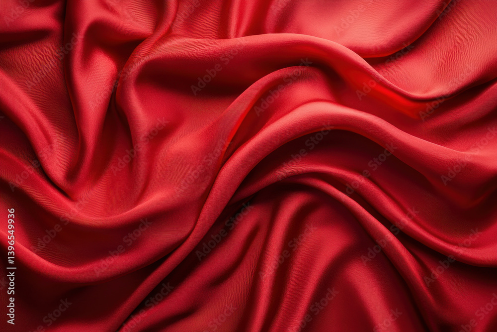 Fototapeta premium Vibrant red silk fabric texture background, creating a luxurious and elegant feel.