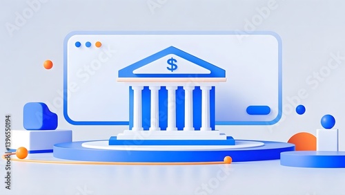 3d financial bank building scene