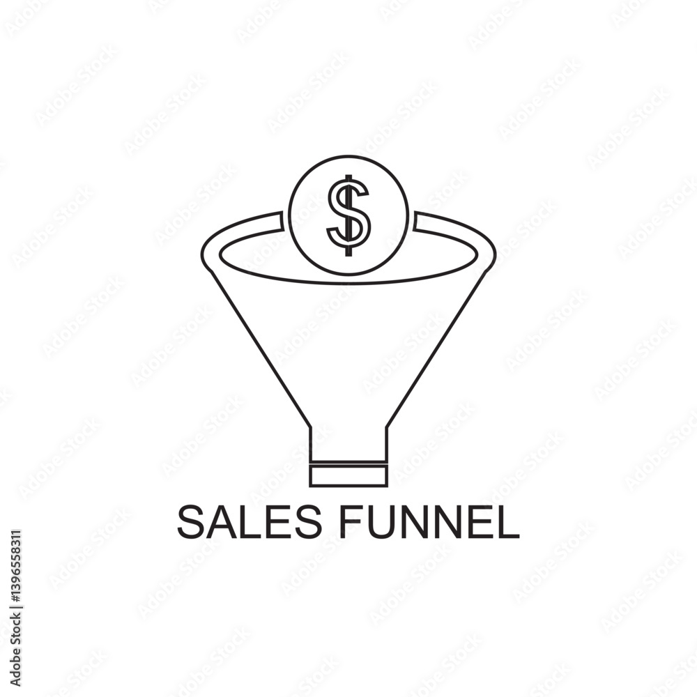 sales funnel outline icon , management outline icon sales funnel outline icon , management outline icon