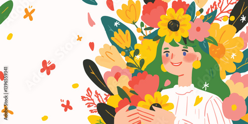 A vibrant, colorful illustr...