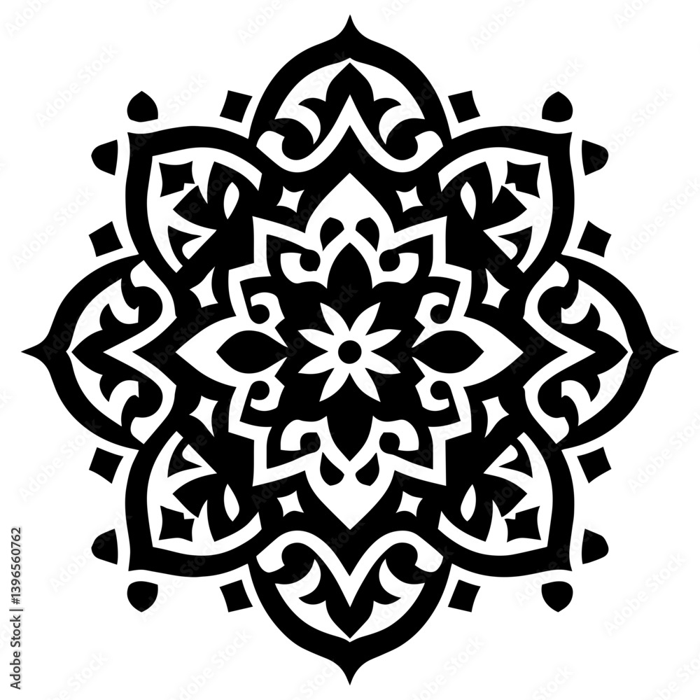 Vibrant flower mandala featuring artistic symmetry and detailed ornamental decoration Vibrant flower mandala featuring artistic symmetry and detailed ornamental decoration