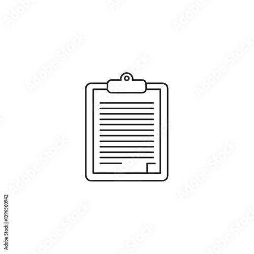 Blank clipboard with lined paper in simple outline style  