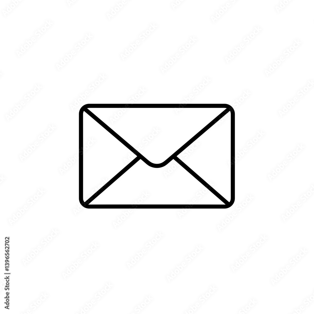 Simple outline of an envelope icon on white background Simple outline of an envelope icon on white background