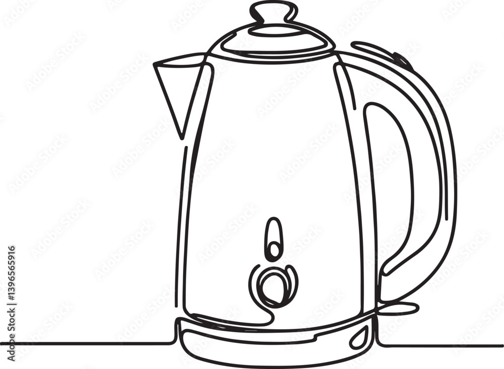 Obraz premium Modern Electric Kettle Line Drawing Vector