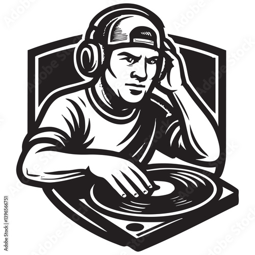 male DJ operating a turntable