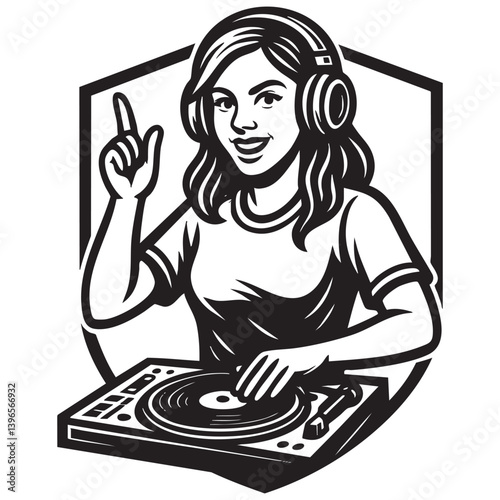 young female DJ operating a turntable