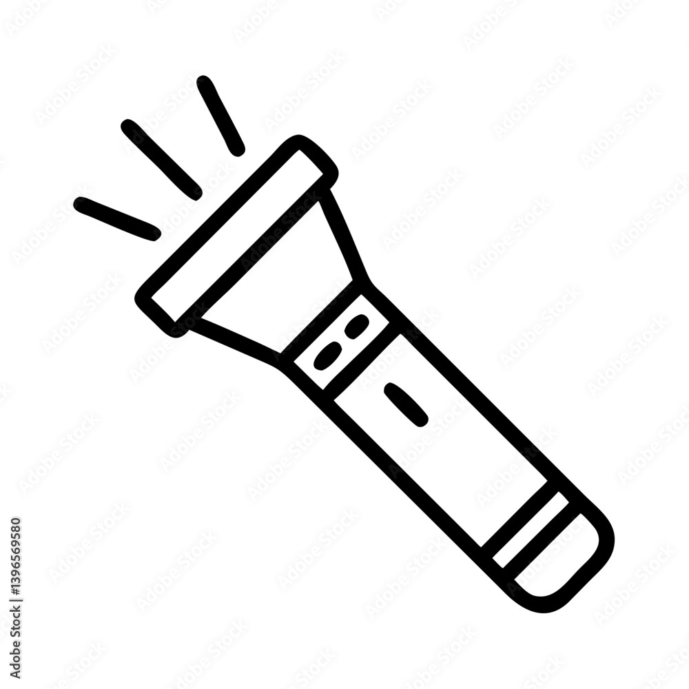 Flashlight with Light Rays Icon Design Flashlight with Light Rays Icon Design