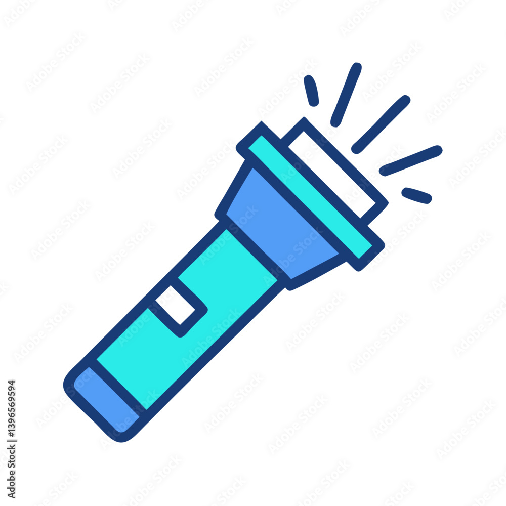 Flashlight with Light Rays Icon Design Flashlight with Light Rays Icon Design