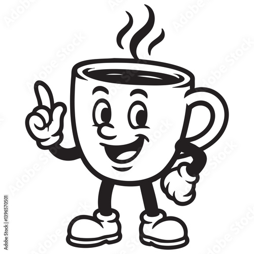 coffee funny cartoon character mascot vector illustration