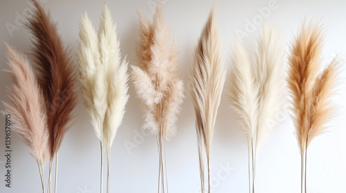 Delicate pampas grass in pastel tones, boho aesthetic with organic shapes - natural elegance and serene minimalism