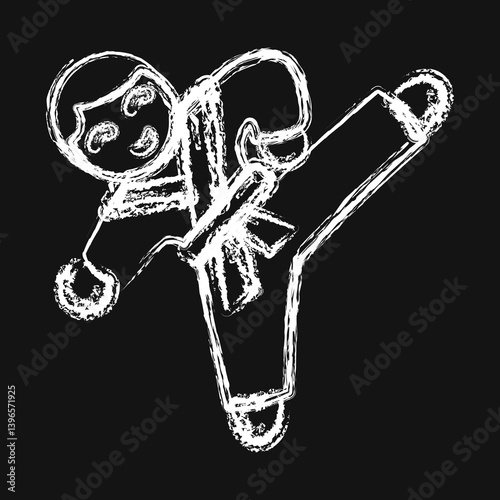 Icon taekwondo martial arts. South Korea elements. Icons in chalk style. Good for prints, posters, logo, advertisement, infographics, etc.