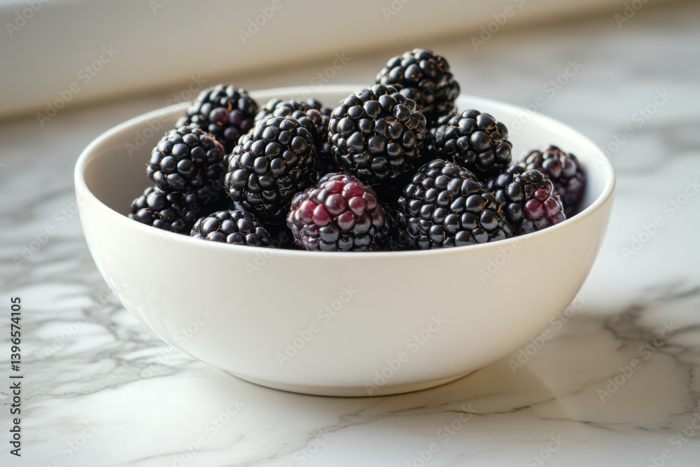 Bowl of blackberries on rustic wooden table, with soft natural lighting, showcasing the rich color and freshness of the fruit. Bowl of blackberries on rustic wooden table, with soft natural lighting, showcasing the rich color and freshness of the fruit.