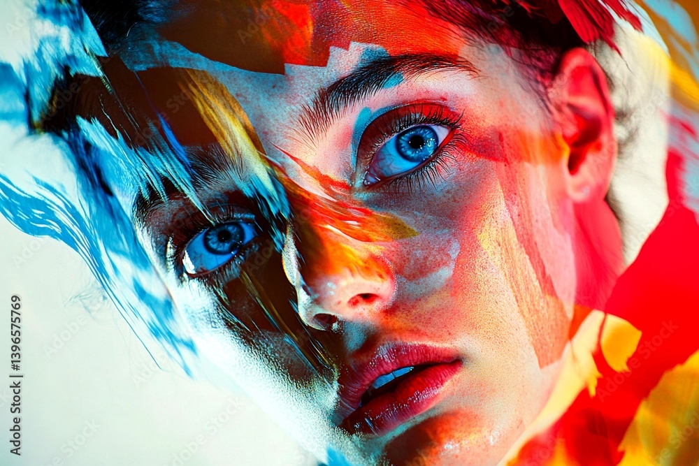Metaphorical losing a child feelings of fear and despair. Losing a child - nightmares, bad dreams: abstract image of health condition. Subconscious horror. Dark imagination. Sleep anxiety.