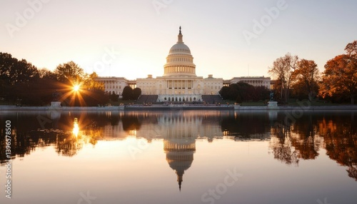 Capitol Building Sunrise Reflection