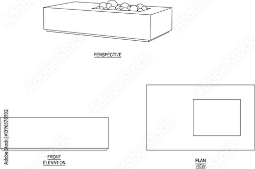 vector sketch illustration of fire pit design for heating in winter box shape