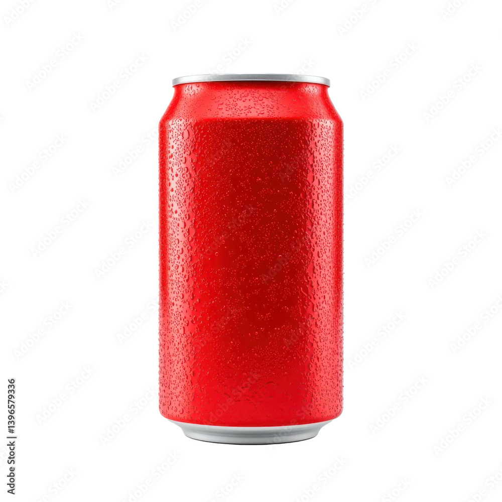 Obraz premium Lata de aluminio en color rojo, soda, aislada sobre fondo transparente. PNG.