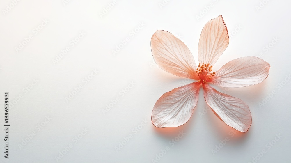 A delicate flower with petals in the shape of a peace sign, symbolizing beauty and peace. Soft light reflects off the petals. Isolated on a white background. A delicate flower with petals in the shape of a peace sign, symbolizing beauty and peace. Soft light reflects off the petals. Isolated on a white background.