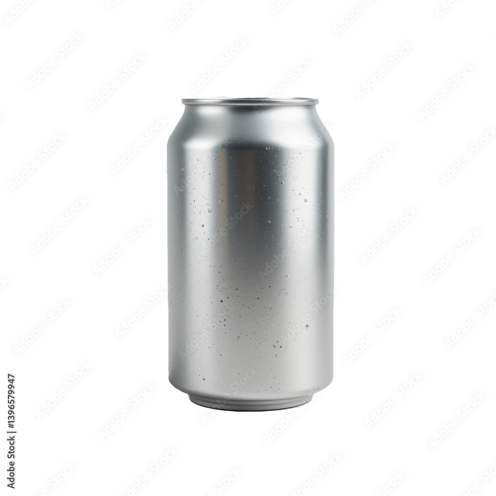 Lata de aluminio en color plateado, soda, aislada sobre fondo transparente. PNG. Lata de aluminio en color plateado, soda, aislada sobre fondo transparente. PNG.