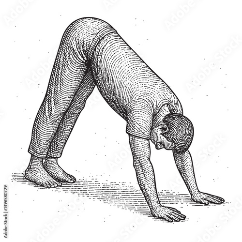 Man in Downward Dog Pose Yoga