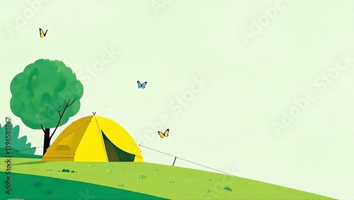 tent camping in the grass