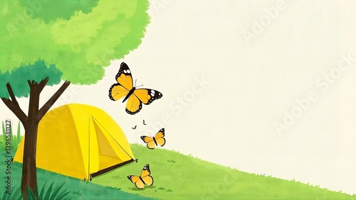 tent camping in the grass