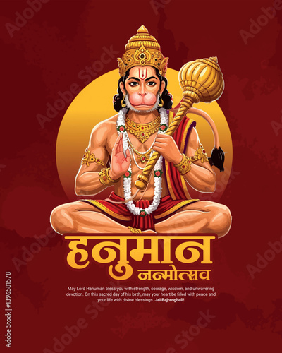 Hanuman Janmotsav and Hanuman Jayanti Celebration festival creative social media post, jai bajrangbali, lord rama, 