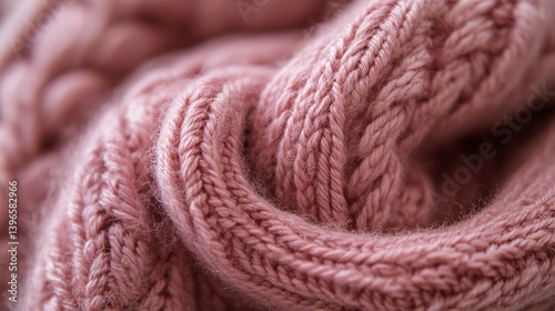 Rose Quartz Wool Knit Texture in Macro Photography for Cozy and Warm Feeling