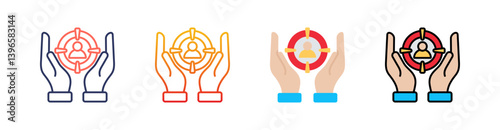 Target Market Multi Style Icon Set Vector 
