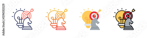 Marketing Strategy Multi Style Icon Set Vector 