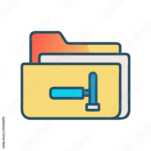 Folder with Squeegee Representing Print Preparation Icon Design