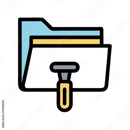 Folder with Squeegee Representing Print Preparation Icon Design