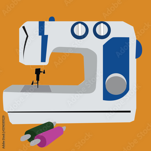 a sewing machine with threaded thread,