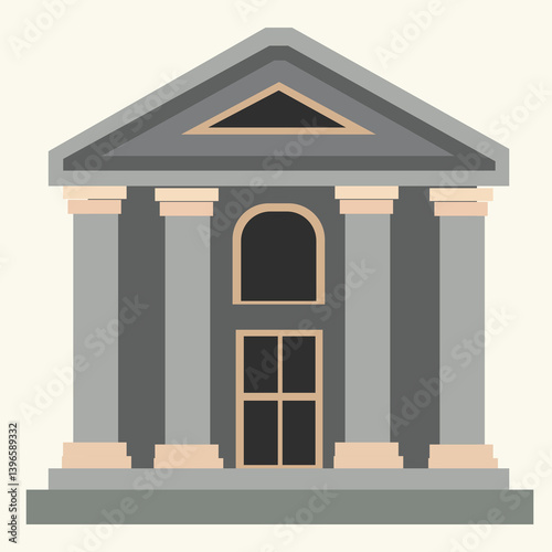  court house, bank, university or governmental institution. Public building with high columns and doors.