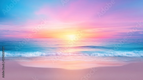 Obraz na płótnie Pastel Sunset Over Serene Ocean Beach w salonie