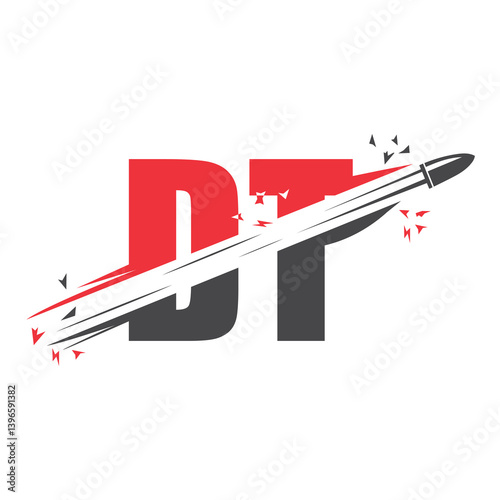 Bullet logo icon illustration vector template with letter crossing shot.