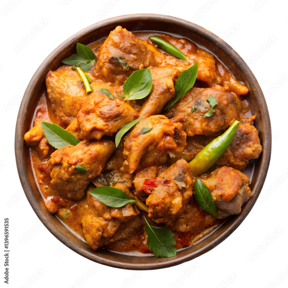 Authentic Chicken Chettinad Food Isolated