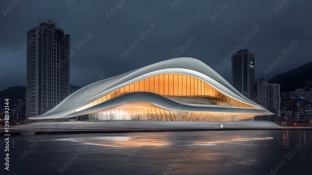 Obraz premium Night Illumination of the Modern Architectural Masterpiece