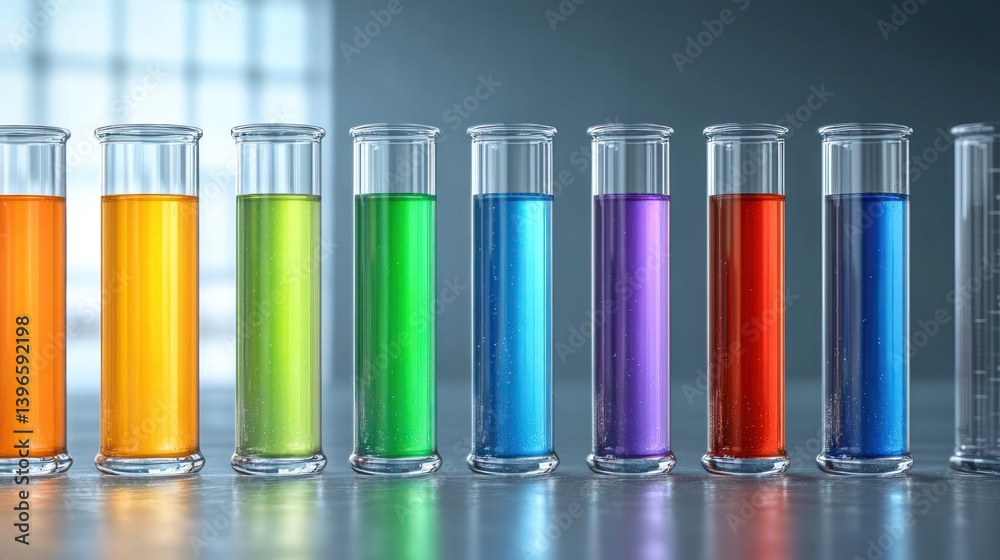 Rainbow Test Tubes: A Vibrant Display of Colored Liquids in Glass Cylinders Rainbow Test Tubes: A Vibrant Display of Colored Liquids in Glass Cylinders