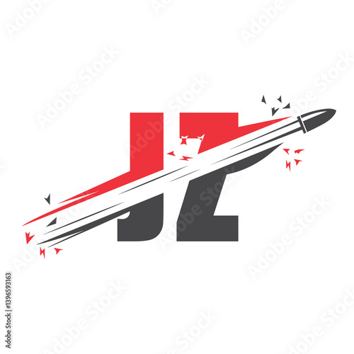 Bullet logo icon illustration vector template with letter crossing shot.