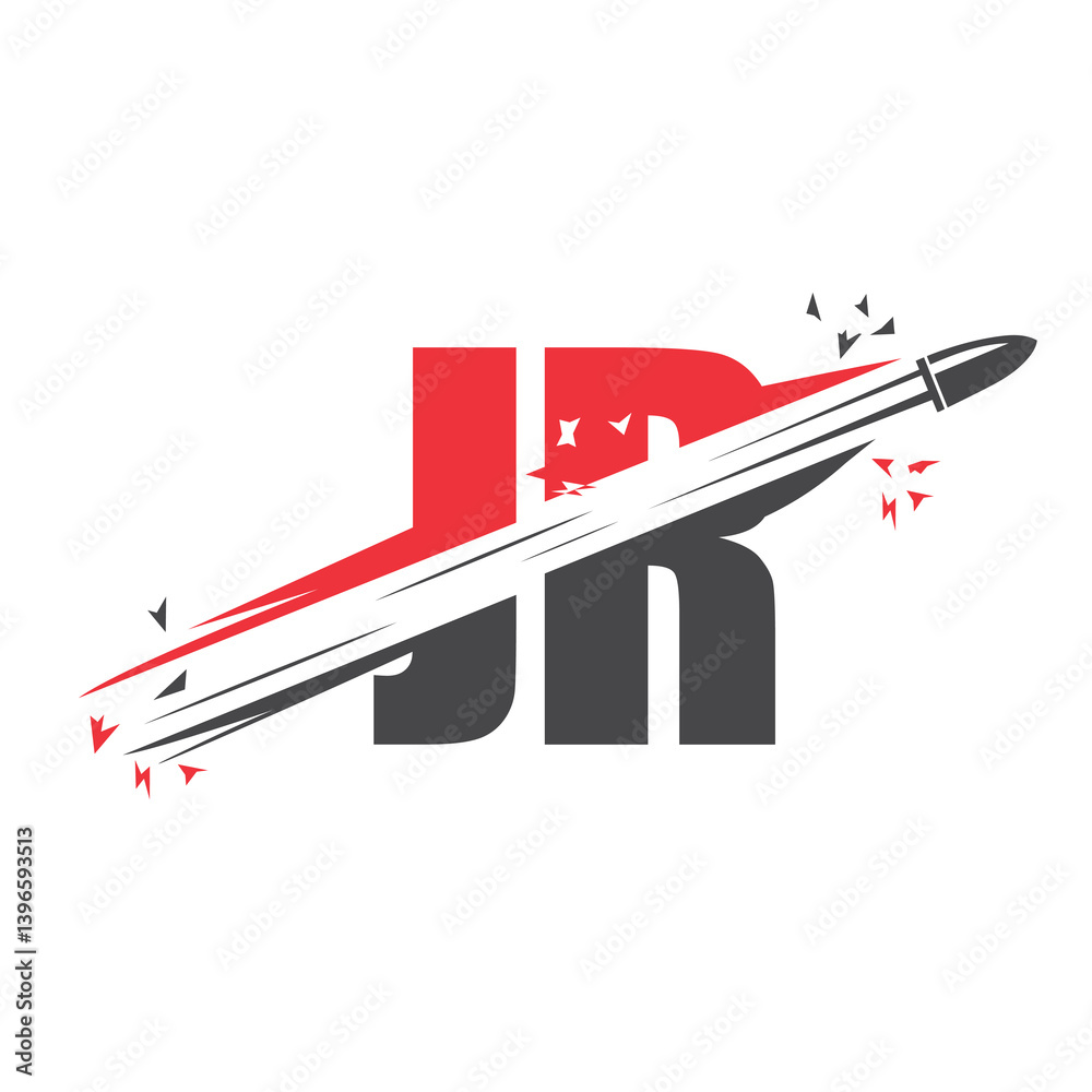 Fototapeta premium Bullet logo icon illustration vector template with letter crossing shot.