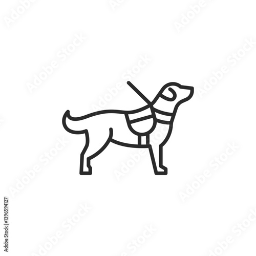 Guide Dog icon. Simple icon representing a person with visual impairment being assisted by a guide dog. Essential for accessibility features and awareness content. Vector illustration