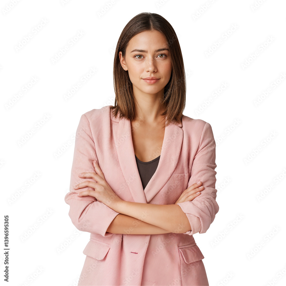 Confident Asian Woman Posing with Arms Crossed in Studio Confident Asian Woman Posing with Arms Crossed in Studio