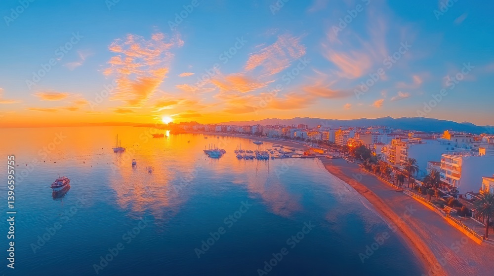 Spectacular Sunrise Over Coastal Town