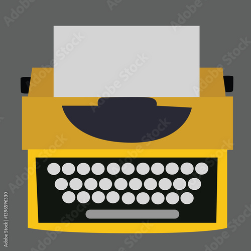 Old vintage typewriter with paper. 