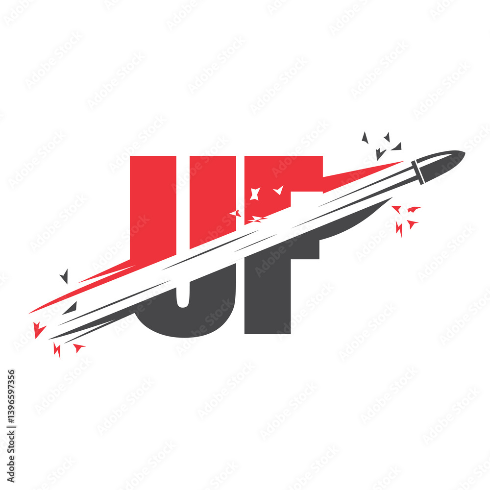 Fototapeta premium Bullet logo icon illustration vector template with letter crossing shot.